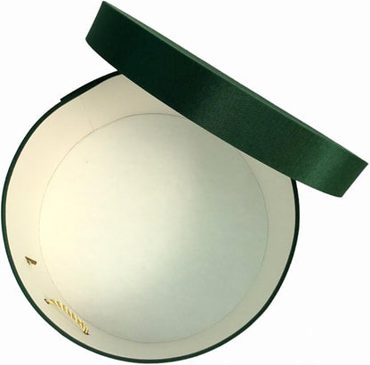 Sarah's Hat Boxes Classic Dark Green Hat Box – 21.5" x 11.5" (Dia. x Ht.) Handmade in USA – Odorless Non-Toxic Adhesive, Cording Handle – Premium Storage for Hats & Accessories
