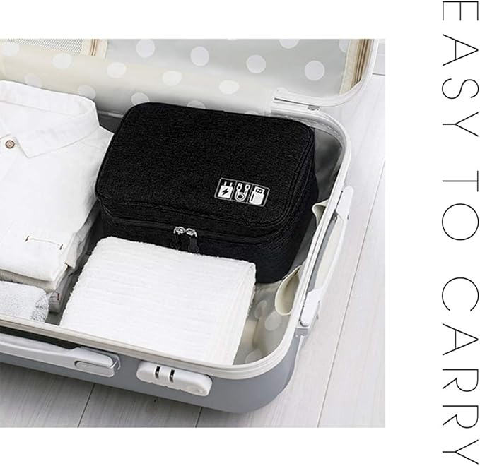 Electronics Organizer, OrgaWise Electronic Accessories Bag Travel Cable Organizer Three-Layer for iPad Mini, Kindle, Hard Drives, Cables, Chargers