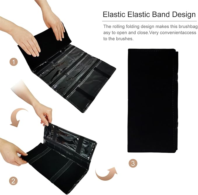 Travel Jewelry Roll Bag Portable Organizer Pouch With Grids&PVC Cover Storage Bags for Necklace, Bracelet, Bracelet,Ring, Badge, Pendant
