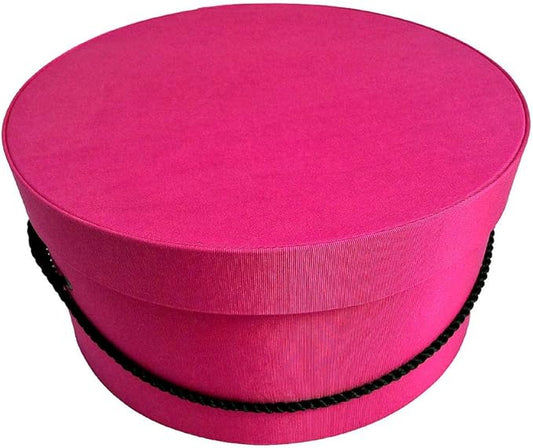 Sarah's Hat Boxes Classic Cerise Hat Box – 14.75" x 7.5" (Dia. x Ht.) Handmade in USA – Odorless Non-Toxic Adhesive, Cording Handle – Premium Storage for Hats & Accessories
