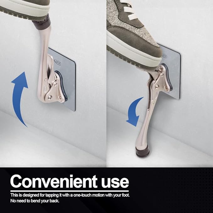 One-Touch Doorstop Adhesive Bracket (Black, 6inch x 2pack)