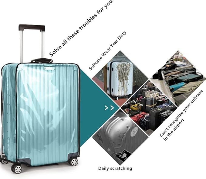 3 PCS Thicken Clear PVC Luggage Cover Protectors for TSA Approved 20" 24" 28" suitcase covers for luggage,Waterproof Dustproof Anti-scratch Travel Suitcase Cover Set