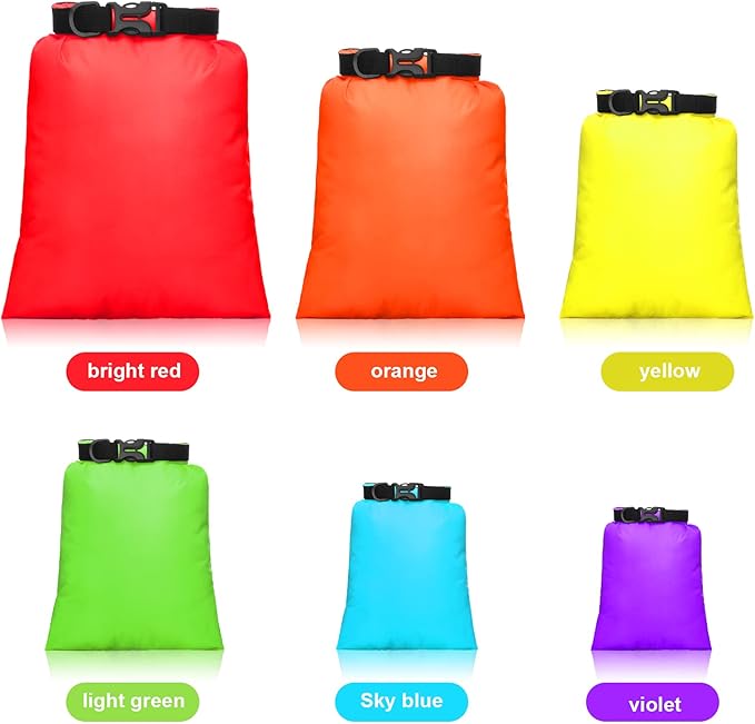 Shappy Waterproof Dry Bag Set 6 Sizes Lightweight Sacks and Long Adjustable Shoulder Strap Outdoor Water Proof Keep Gear Dry Bag Stuff Sacks for Backpacking, Boating, Hiking, Camping
