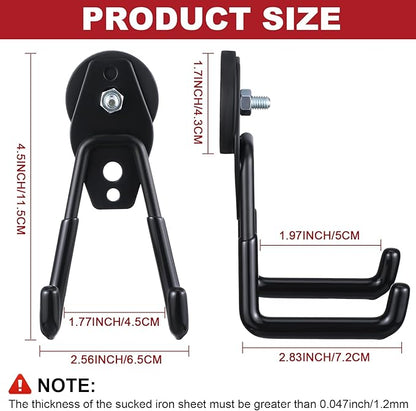 Landhoow Large Magnetic Hooks Heavy Duty Garage Magnet Hooks Strong Storage Utility Magnetic Hangers with Anti Slip Rubber Coating for Indoor and Outdoor Hanging(Black,14 Pcs)