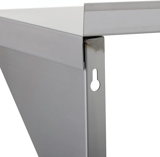 Commercial Wall Shelf - 340 lb. Weight Capacity, 84" W x 12" D, NSF Solid, Stainless Steel (29N-016)