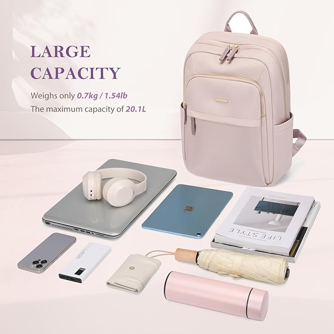 Travel Backpack for Women Personal Carry On Bag Business Weekender Hiking Multilayer Laptop Bag,16 Inch,Pink