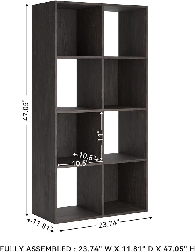 Signature Design by Ashley Piperton 8 Cube Storage Organizer or Bookcase, Charcoal