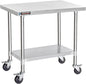DuraSteel 24x36 NSF Stainless Steel Cart - Heavy Duty Rolling Food Prep Table with Undershelf - Metal Utility Cart for Commercial Restaurant Kitchen, Laundry, Outdoor Portable BBQ Grill