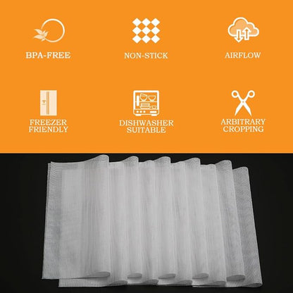 Mesh Silicone Dehydrator Sheets, 11x11 in 10 Pcs/Sets for Food Dehydrator & Freeze Dryer (11x11 INCH Mesh Silicone Dehtdrator Sheet)