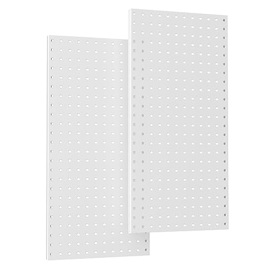 TORACK 2-Pack 12x24 inch Metal Pegboard Panels for Garage Wall, Tool Storage Pegboard for Workbench, Workshop, Tools Organizer Peg Board for Pegs(Grey)