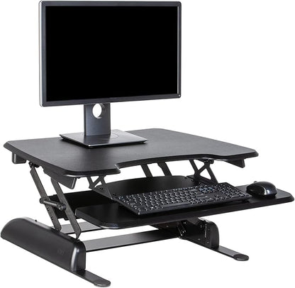 Vari - VariDesk Essential 30 - Two-Tier Standing Desk Converter for Home Office - Adjustable Sit Stand Desk with 11 Height Settings - Standing Desk Riser for Monitor & Accessories - 30" Wide, Black