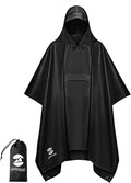 SaphiRose Extra Thick Hooded Rain Poncho Double Layer Waterproof Raincoat Jacket for Men Women Adults