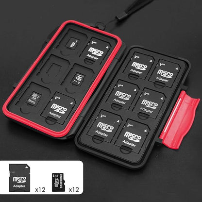 Set of 2, Memory Card Case with Carabiner and Card Removal Tool, findTop Water-Resistant Shockproof Carrying Case Protector Box 24 Slots for 12 Piece SDHC/SDXC Cards and 12 Micro SD Cards