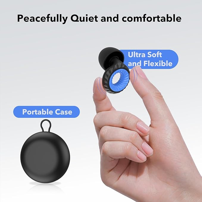 Ear Plugs for Sleeping Noise Cancelling -30dB, 2-Pack Reusable Soft Noise Reduction Ear Plugs for Sleep, Travel,Deep Focus, Hearing Protection,Concert with Carrying Case(Red*2)
