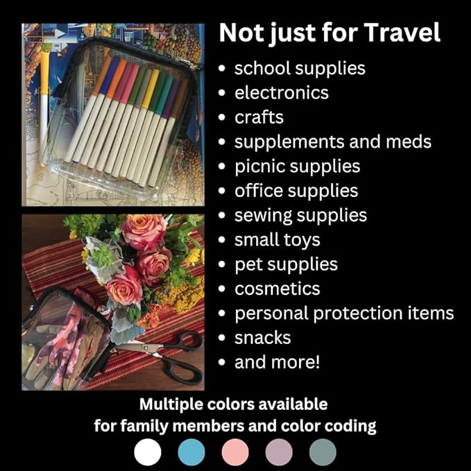 BORSALI TSA Quart Size Bag Approved for Carry On Travel - One (1) Quart Clear Toiletries, Cosmetic and 3-1-1 Liquids Toiletry Bag