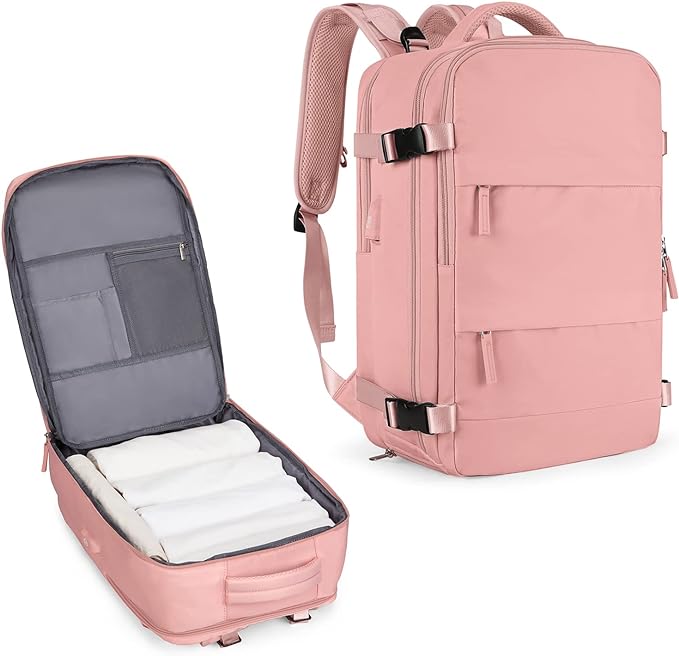 coowoz Large Travel Backpack For Women Men,Carry On Backpack Flight Approved,Hiking Backpack Waterproof Outdoor Sports Rucksack Casual Daypack Fit 15.6 Inch Laptop Shoes Compartment