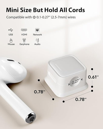 12 Pack Magnetic Cord Organizer Holder,Strong Adhesive Desk Cable Management Easy Open,Organize Phone Charging Cords Wire Holder Organizer Neatly for Home,Office,Car,Desk,Nightstand-White