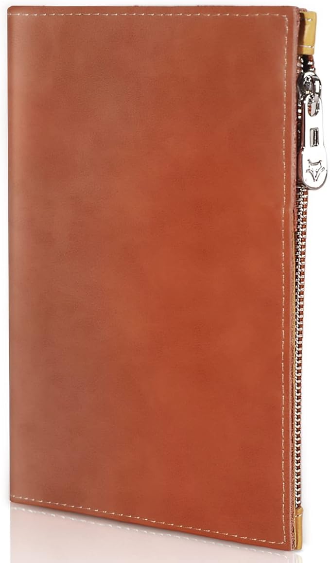 Genuine Leather Travel Passport Wallet, Slim RFID Blocking Holder for Secure Travel and Document Organization (Brown)