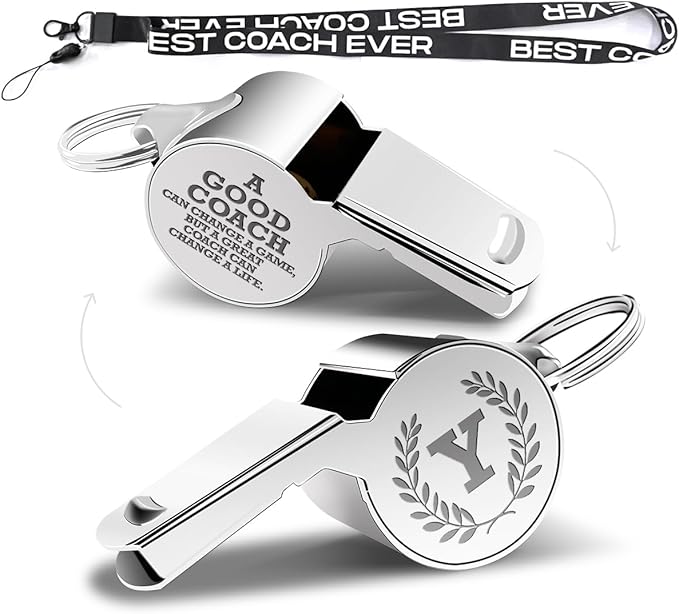 Letters Coach Gifts, Whistle for Coaches, Whistle Emergency, Thank You Coach Gifts, Coaches Whistle with Lanyard Cheer Coach Gift for Men Women Teachers Referees School Sports Coach Outdoor, Letter Y