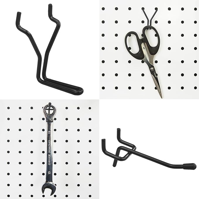 G.CORE Peg Board Organizer 21 Pack, Pegboard Accessories with Baskets Cups Hooks - 1/8" & 1/4" Peg Board Wall Tool Organizers, Utility Holders & Hangers for Garage Craft Workbench (Black & Black)