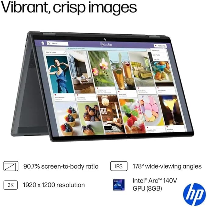 HP OmniBook X Flip 16 2-in-1 Laptop: 16" FHD+ Touchscreen, Intel Core Ultra 7 (NPU 47 Tops), 16GB RAM, 2TB SSD, Intel Arc 140V GPU, Copilot+ PC, Eclipse Gray, W/Pen Accessories, Windows 11