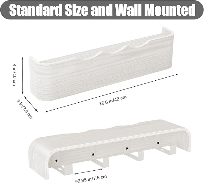 Coat Rack Wall Mount with Shelf 4 Hidden Hooks Modern Wooden Key Holder Entryway Organizer for Hallway Bedroom Bathroom Home Decor Storage for Hanging Coats Hats Bags Towels, Wave-Shape White