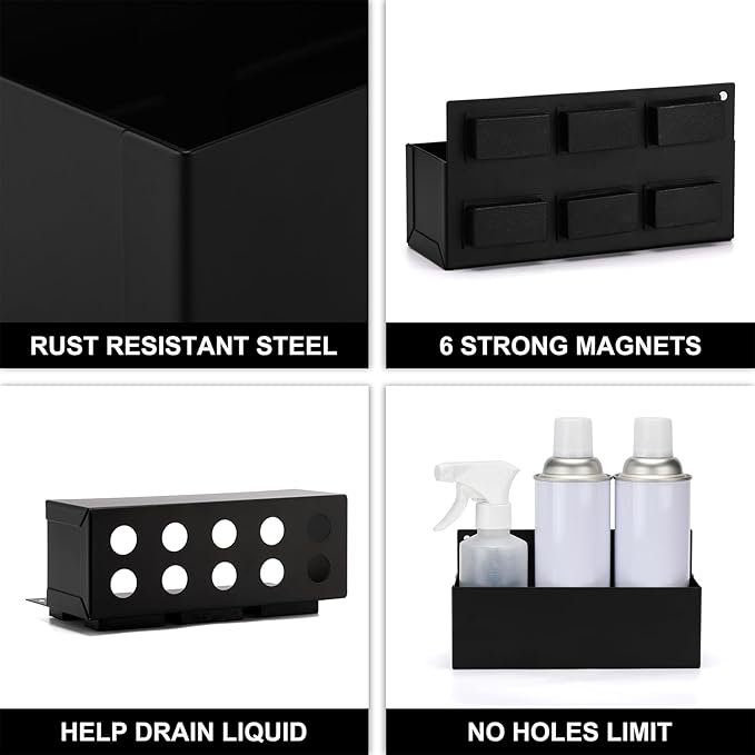 Mayouko Magnetic Aerosol Spray Can Holder, 8.3" x 3" x 4.4", Magnet Toolbox Bottle Holder, Toolbox Storage Shelf for Chest, Garage, Workspace