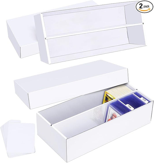 Trading Card Storage Box 2 Pack–1600 Count Cardboard Organizer with Dividers for MTG, TCG, Sports, Toploader