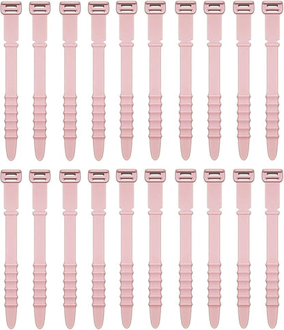 Reusable Silicone Zip Ties Cord Organizer: Silicone Cable Ties Straps for Cable Management - 20PCs 4.5” Pink Elastic Wire Cord Organizer for Home Office and Travel