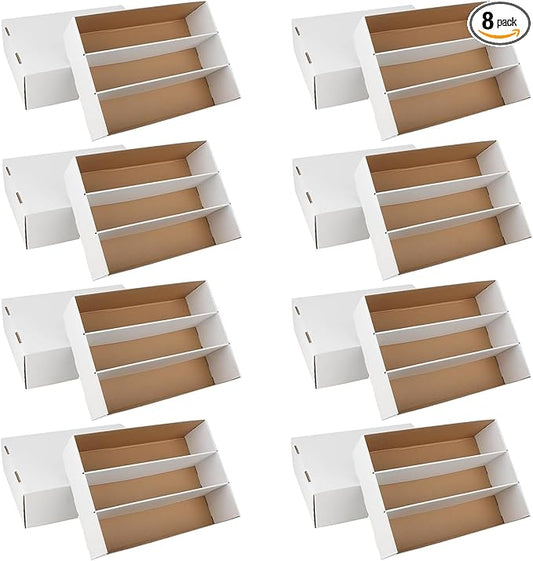 8 Pack Trading Card Storage Box, 2340 Count Card Storage Box White Sports Cards Organizer Box Trading Cards Box for Storing Protecting and Organizing Soccer Basketball Game Cards