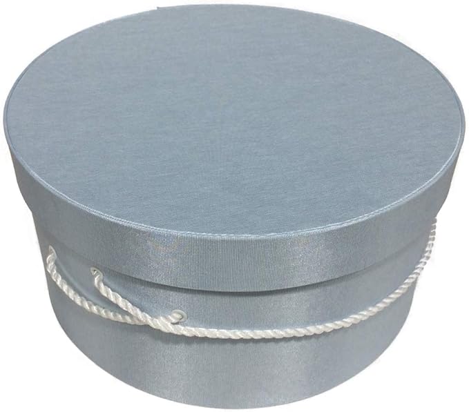 Sarah's Hat Boxes Classic Light Blue Hat Box – 18.5" x 9.5" (Dia. x Ht.) Handmade in USA – Odorless Non-Toxic Adhesive, Cording Handle – Premium Storage for Hats & Accessories