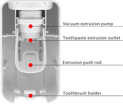2 Slot Toothbrush Holder and Toothpaste Dispenser Wall Mounted, Automatic Toothpaste Squeezer, 2 in 1 Tooth Brush Toothpaste Organizer for Shower (Ivory Yellow)