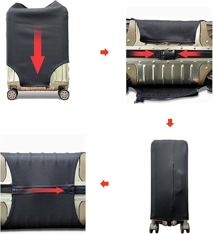 WUJIAONIAO Travel Luggage Cover Baggage Suitcase Cover Protector Skins 18-32 Inch (Pure Black, M (for 22-24 inch luggage))