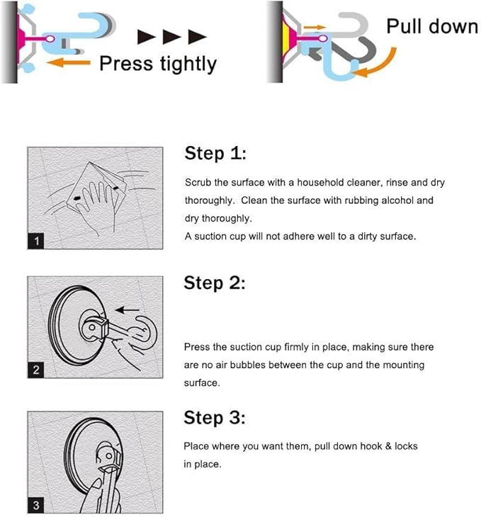 Suction Cup Hooks, Powerful Vacuum Wreath Hangers for Glass Door or Window, Set of 4, Black