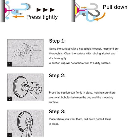 Suction Cup Hooks, Powerful Vacuum Wreath Hangers for Glass Door or Window, Set of 4, Black