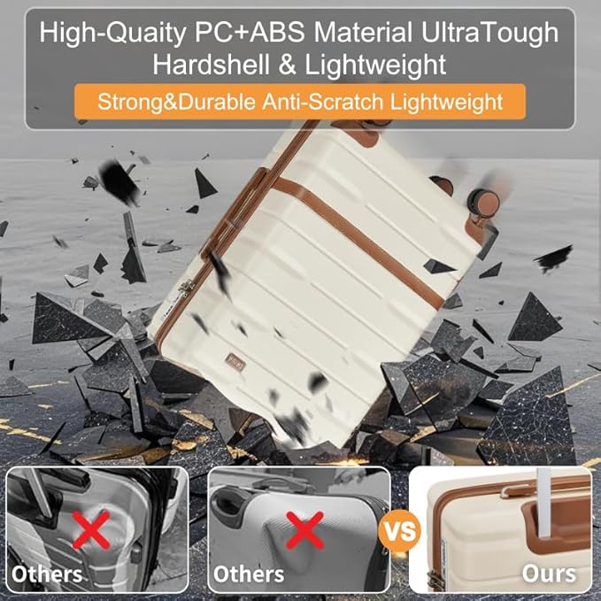 Carry On Luggage 3 Piece Lightweight Travel Luggage Set,22x14x9 Airline Approved,YKK Zippers Expandable Hard Shell Suitcase with Spinner Wheels TSA Lock (Navy, 3 Piece Sets (20/DB/TB))