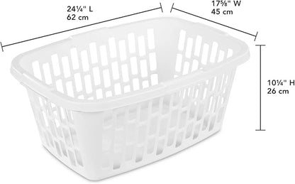 (6 Pack)1.5 Bushel Rectangular Laundry Basket with Handles,Stackable Plastic Laundry Hamper,White Ventilated Design for Easy Carrying & Storage