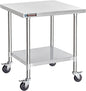 DuraSteel 30x30 NSF Stainless Steel Cart Work Table - Heavy Duty Rolling Food Prep Table Countertop Island - Metal Utility Cart on Wheels Caster, Grill Stand Storage Outdoor Kitchen Tables Bar Top