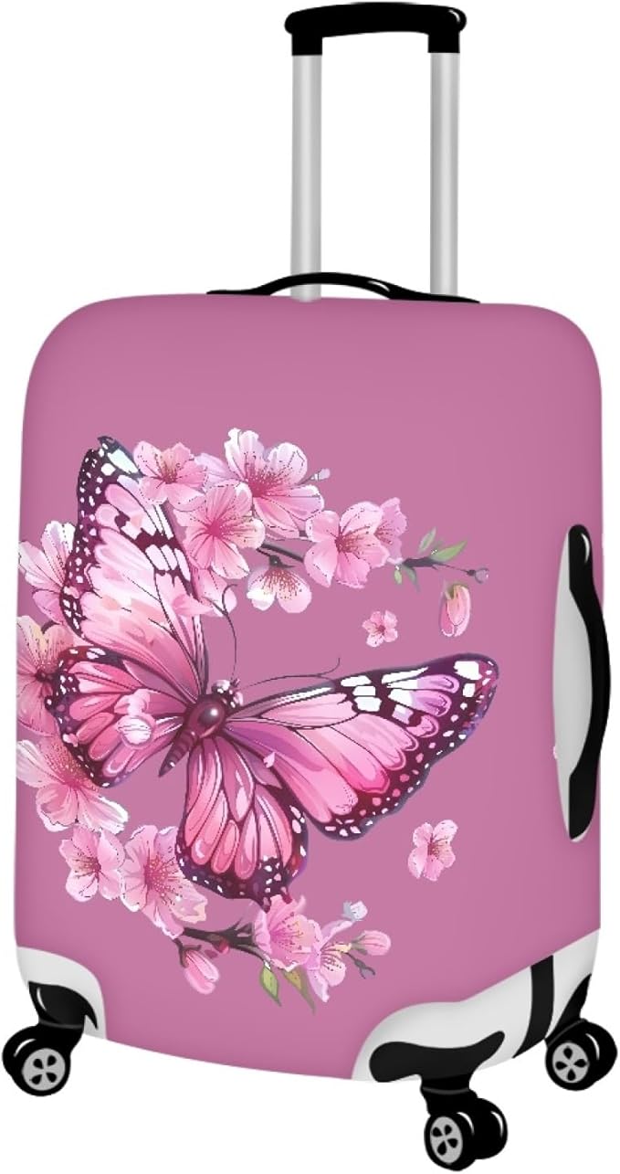 Purple Butterfly Luggage Cover Anti-scratch Baggage Suitcase Protector Fits 22-25 Inch Luggage