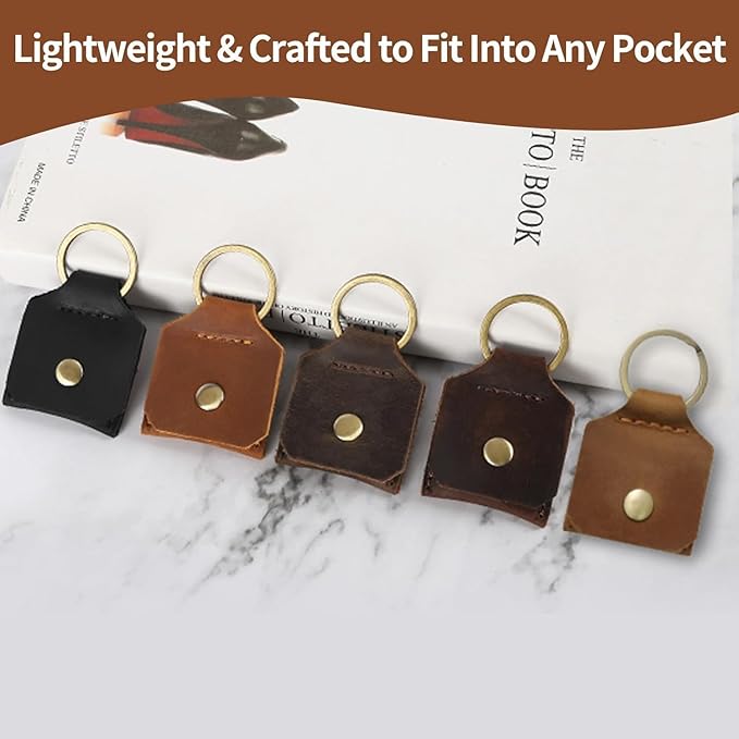 Jack&Chris Genuine Leather SD Card Holder Keychain, Anti-Shock Anti-Dust SD Card Case, Portable Camera Accessories for SD CF CFexpress Micro SD Nano SIM and Micro SIM Cards, Black 2 Packs