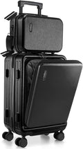 22 Inch Carry On Luggage 22x14x9 Airline Approved, Carry On Suitcase with Wheels, Hard-shell Carry-on Luggage, Durable Luggage Carry-On, Jet Black Small Suitcase with Cosmetic Case