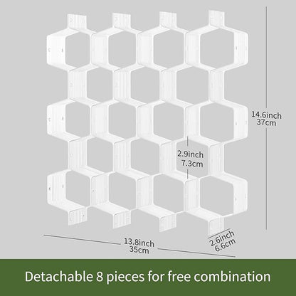 Honeycomb Separator Adjustable Drawer Organizer Divider for Underwear Belt-Scarf Socks Organizer (White(2pcs))