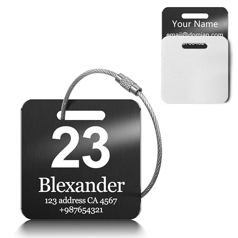 Customized Stainless Steel Luggage Tags: Personalize Your Suitcases, Backpacks, and Bags with Your Text - Custom Initial Text Name ID,Number