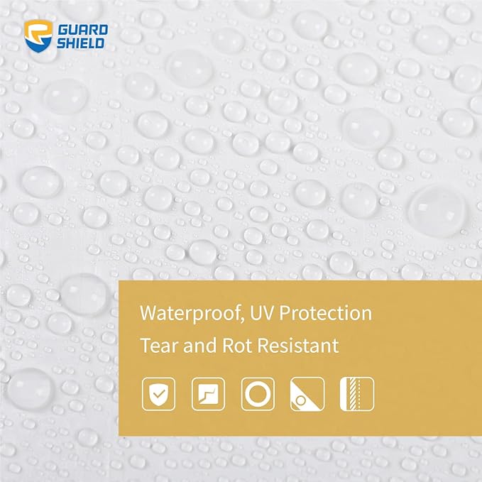 GUARD SHIELD Tarp White 10x12 Feet Multi Purpose Waterproof Poly Tarp Cover 5mil