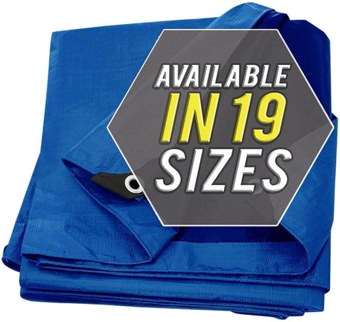 Large Waterproof Tarp - Heavy Duty 5 Mil Thick Poly Tarpaulin Ideal for Canopy Tents, Boats, RV or Pool Covers - Multipurpose Protective Tarps with Grommets for Indoor and Outdoor Use | 40' x 60'