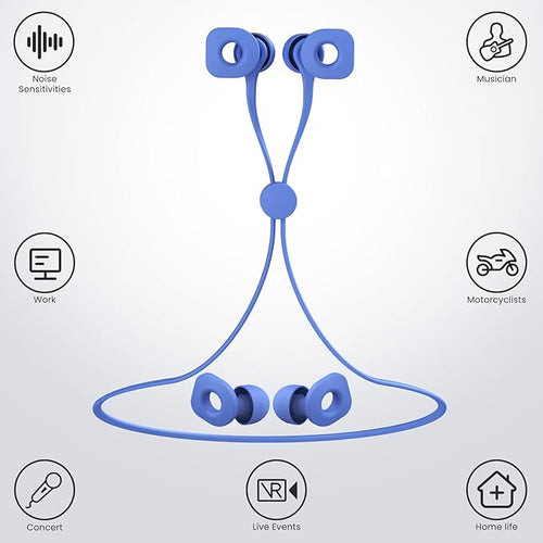 2 Pairs of Earplugs for Sleeping,Reusable Hearing Protection Earplugs with 8 Pairs Ear Tips & One Connector Cord,Soft Earplugs for Noise Reduction,Concert,Musician & Work - 25dB-30dB, Blue