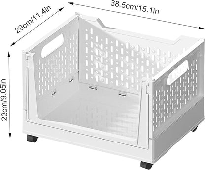 Rolling Book Cart - 40L Foldable Storage Container Mobile Basket, Portable Utility Bin, Lightweight Organizer | Durable Wheeled Book Holder for Home Office Dorm Study Rooms