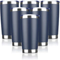 20oz Tumbler Bulk Stainless Steel Vacuum Insulated Tumblers with Lid Double Wall Travel Mug, Durable Powder Coated Coffee Cup, Suitable for Ice Drinks and Hot Beverage（Navy 6pack）
