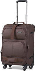 Hanke 20 Inch Softside Expandable Carry On Luggage with Spinner Wheels, Rolling Suitcase Travel Luggage with TSA Approved Luggage,Coffee