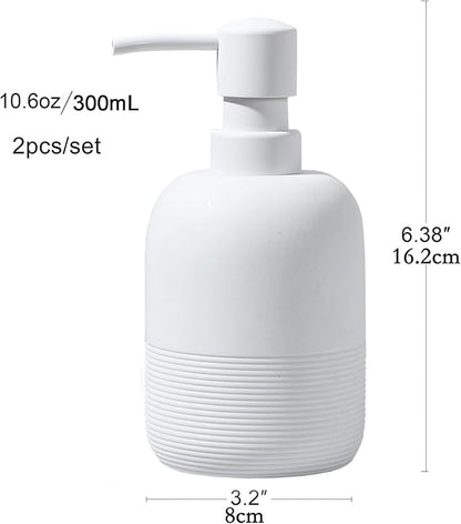 White Soap Lotion Dispenser with A Spare Pump,Liquid Hand Soap Dispenser Sets for Bathroom Countertop,2pcs/Set Soap Dispenser for Kitchen